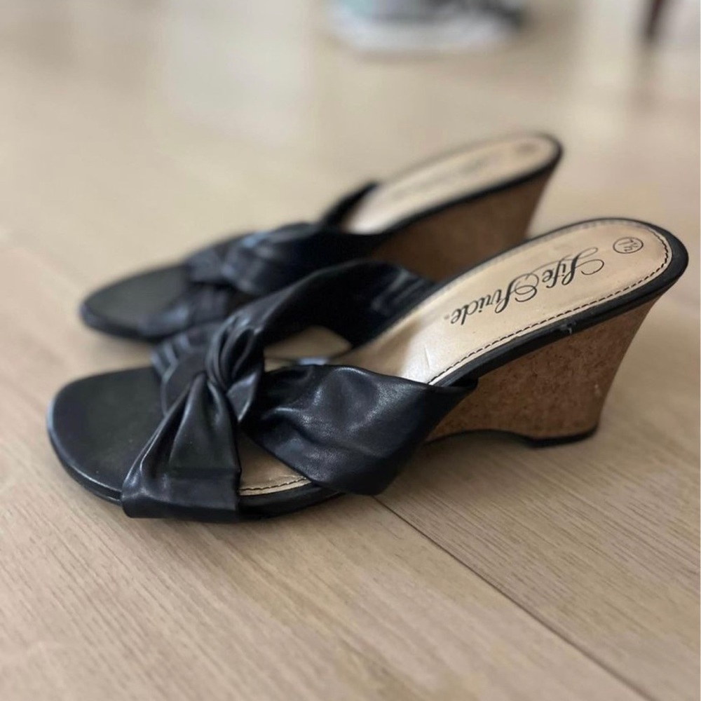 Black sandal wedge. Very comfortable. Size 7.5